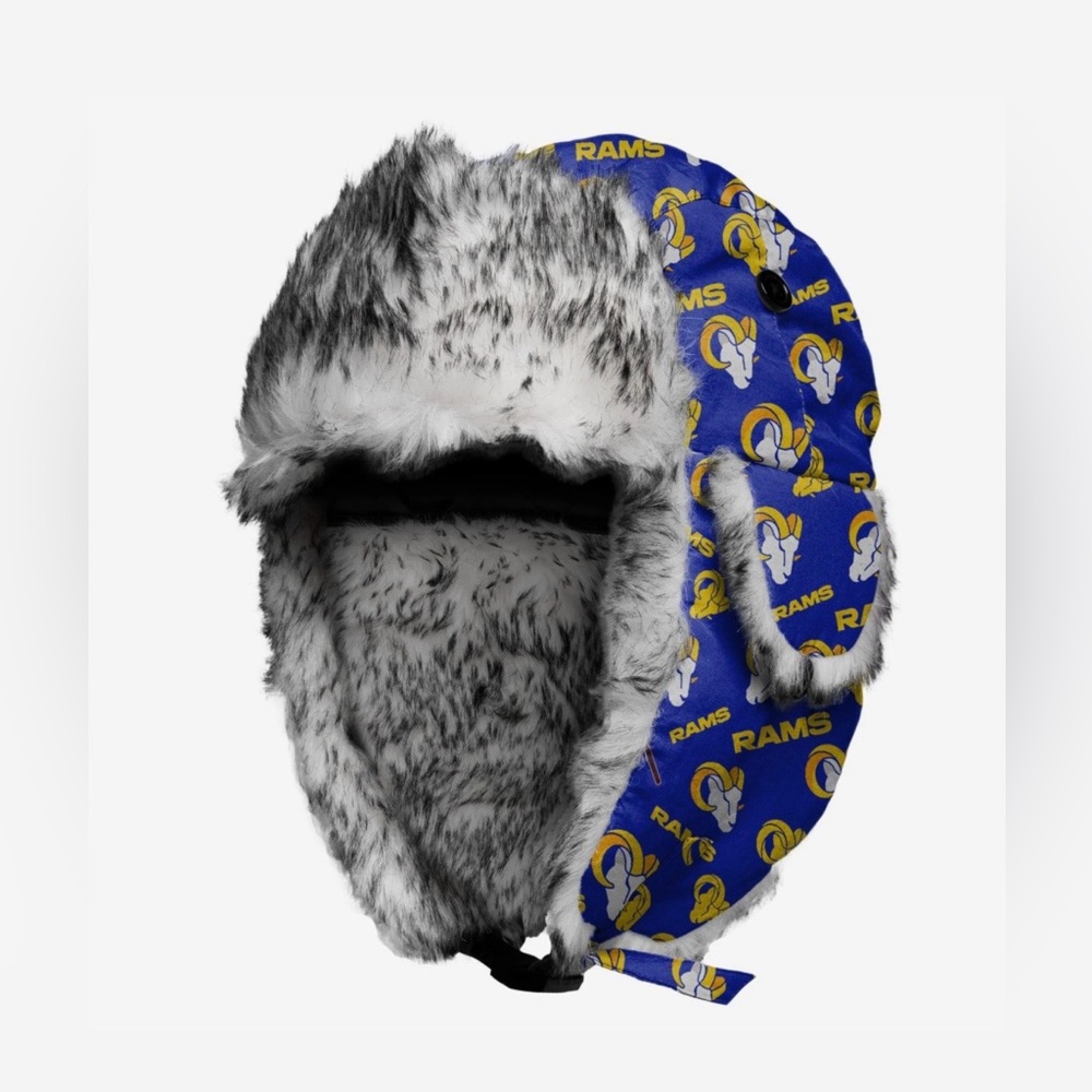 NFL Rams Faux Fur Winter Hat - Blue and White
